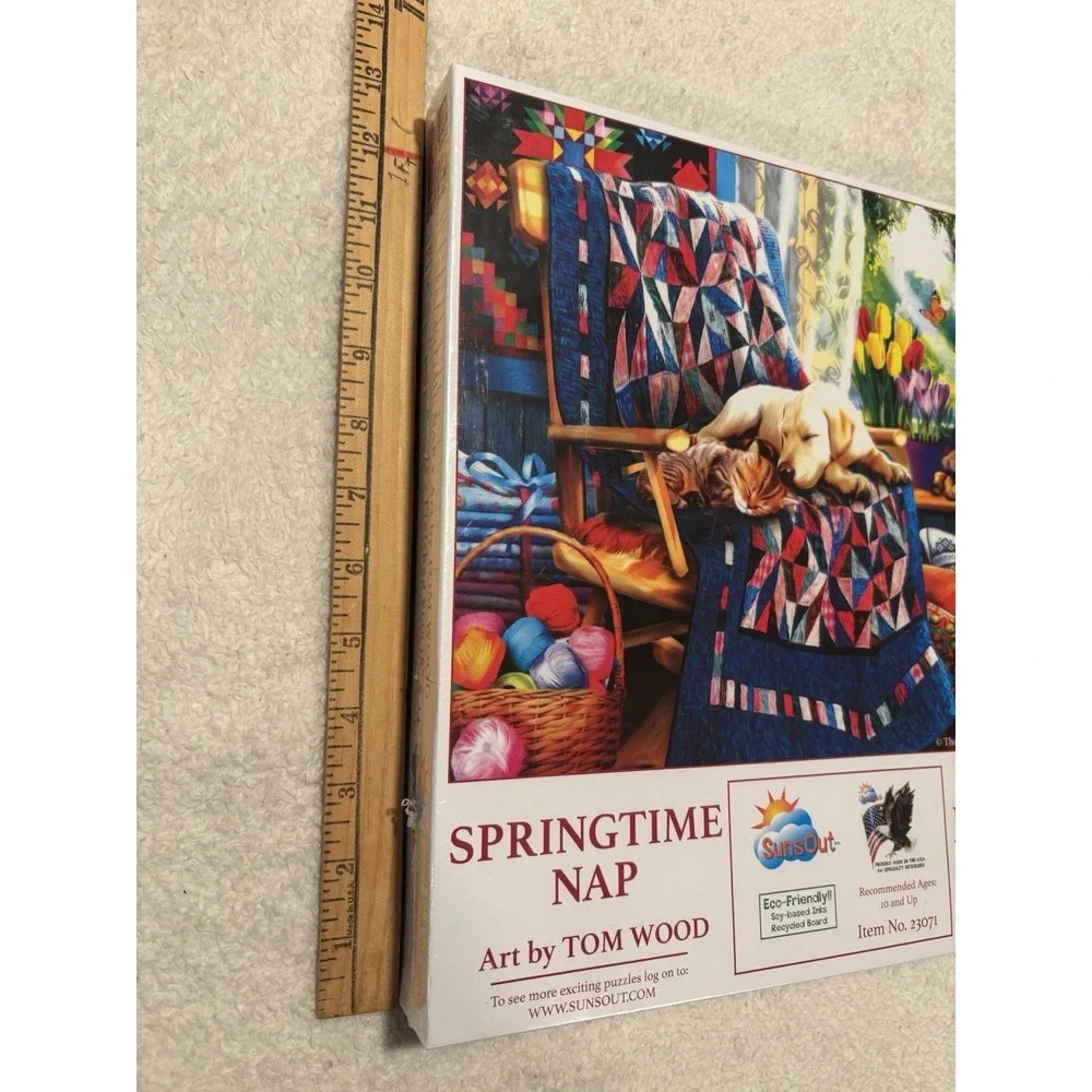 NEW SEALED Suns Out SPRINGTIME NAP‎ 500 pc Jigsaw Puzzle CATS/DOGS
